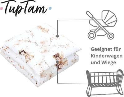 TupTam Unisex Baby Wiegenset 4-teilig Bettwäsche-Set: Bettdecke mit Bezug und Kopfkissen mit Bezug,