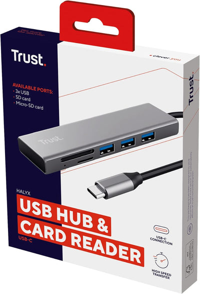 Trust Halyx Schneller USB-C-Hub und Kartenlesegerät, USB 3.2 Gen 1, SD- und Mikro-SD-Kartenlesegerät