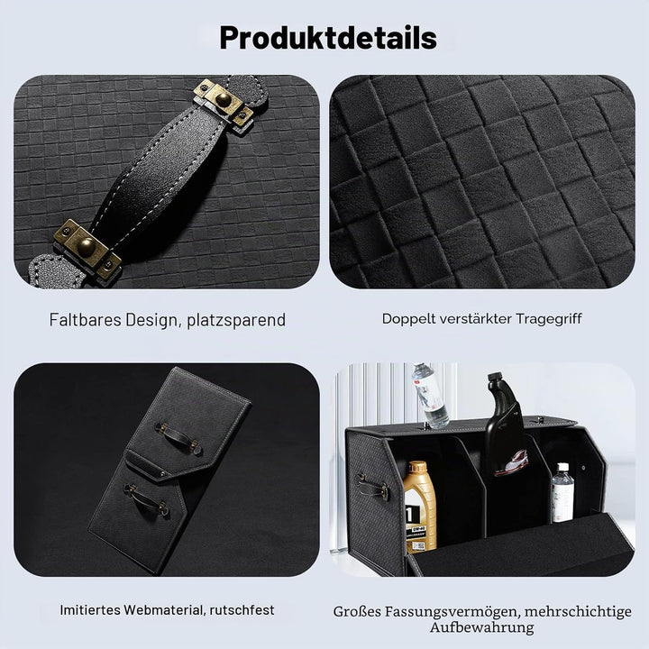 Ergocar Kofferraum Organizer, Faux Gewebtes Wildleder Autotasche Auto Kofferraum Box, Zusammenklappb