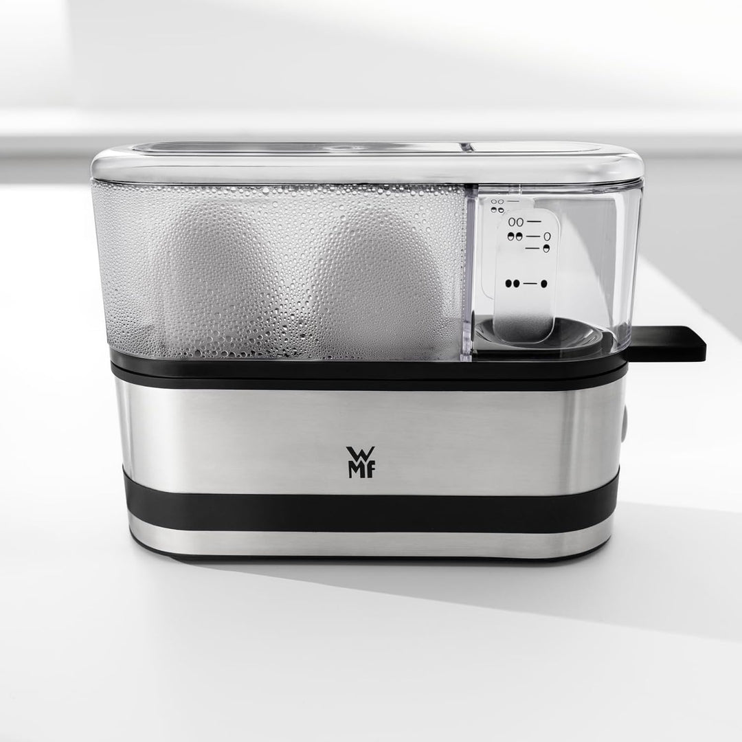 WMF Küchenminis 2-Eier-Kocher, Eierkocher für 1-2 Eier, mit Eipick, BPA-freies Tritan, 250 W, cromar