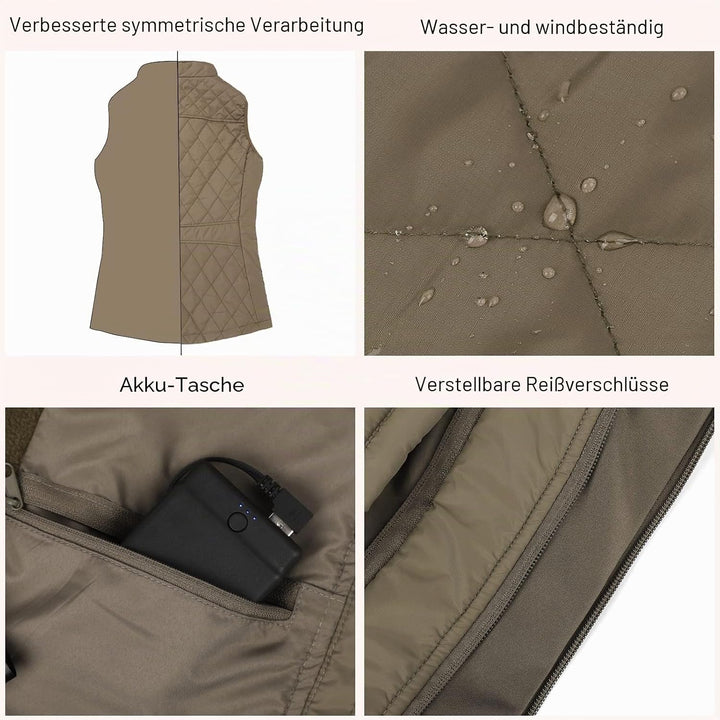 Kintiwe Beheizbare Weste, Beheizte Weste Damen mit Akku, Beheizbare Jacke Heizweste Wärmeweste mit 3