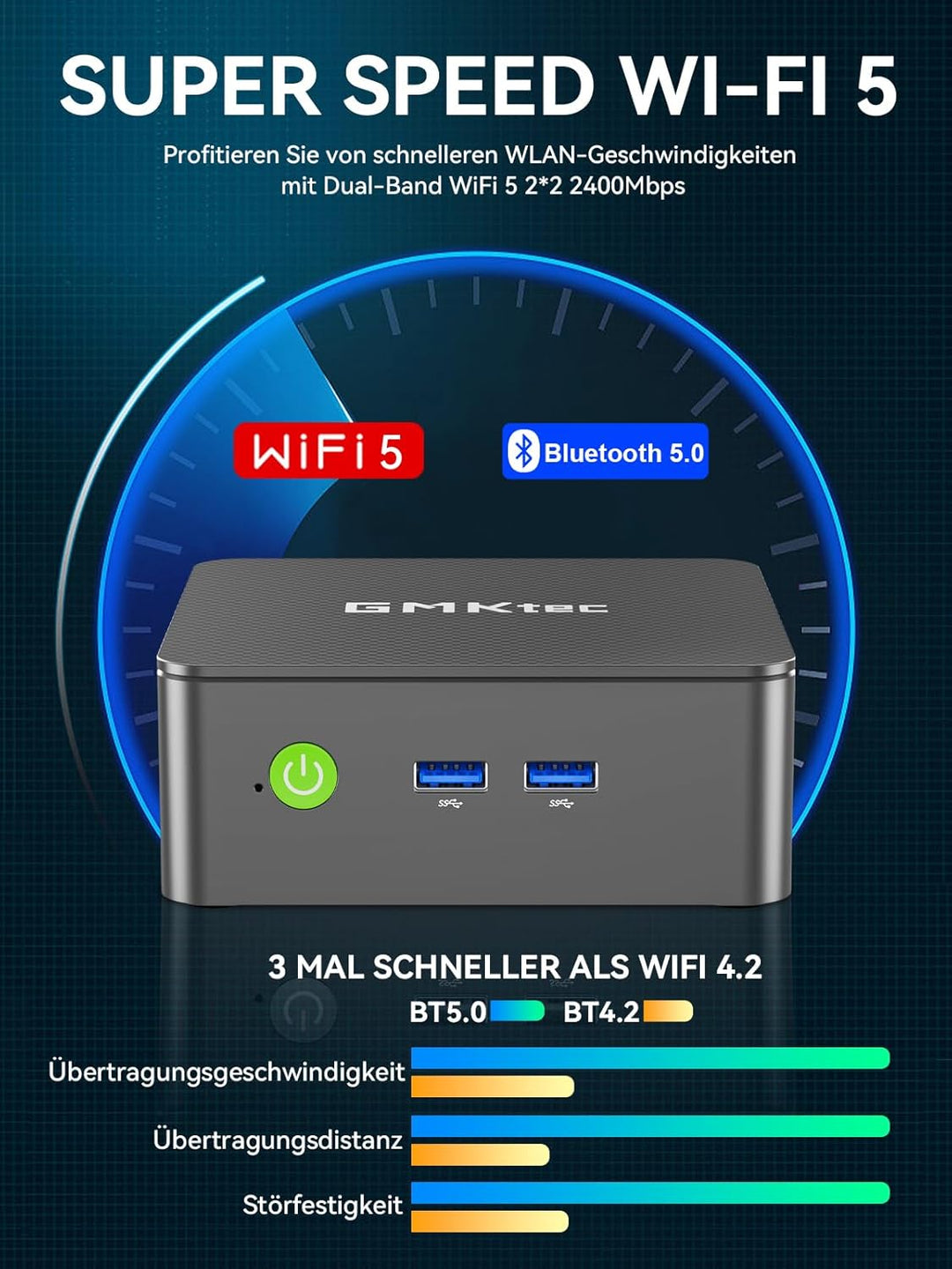 GMKtec G3S N95 Mini PC Intel 3.4GHz, 3 Jahre Produktschutz, 8GB DDR4 + RAM 256GB SSD, Mini Computer