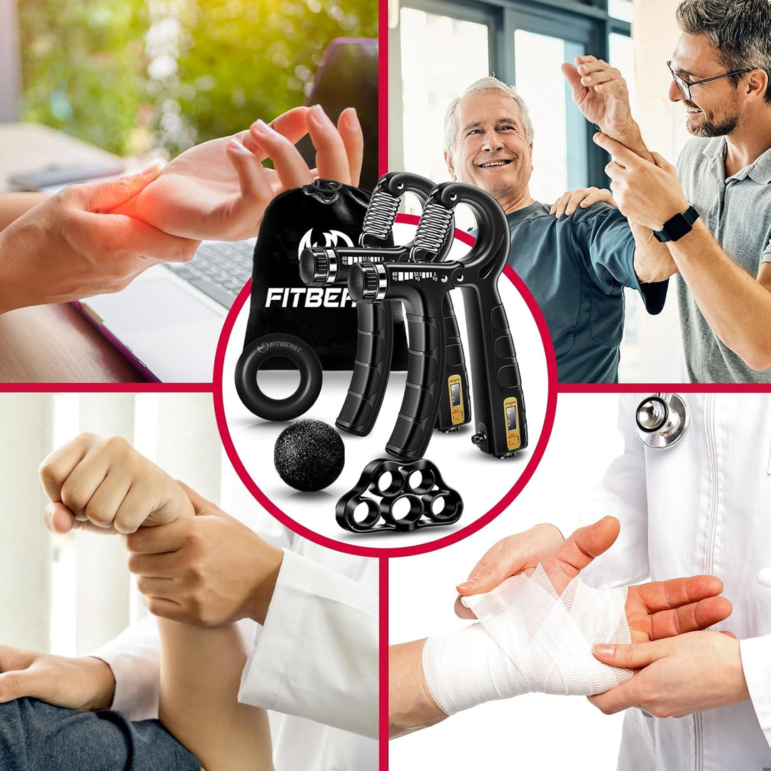 FitBeast Handtrainer Trainingsset (5-teilig), 2 Unterarmgriff Einstellbare Widerstand Handgreifer, F