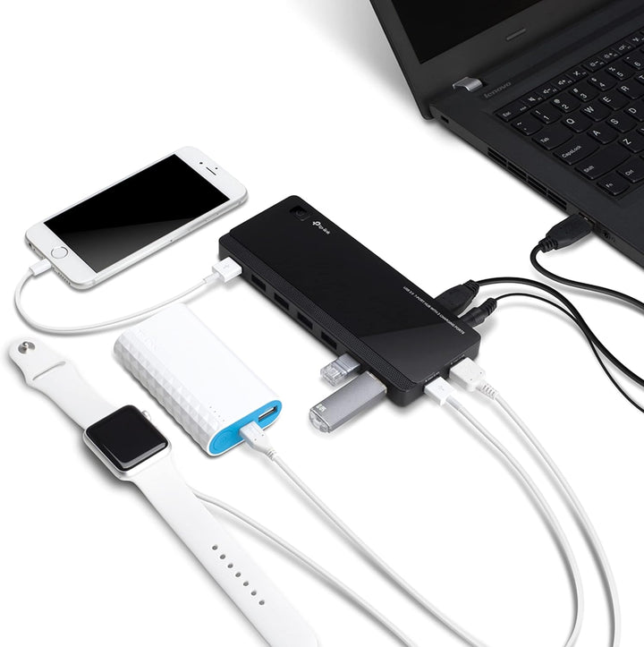TP-Link UH720 7-Port USB 3.0 HUB + 2 Ladeports (2,4A) für Tablet und Smartphone, inklusive Netzadapt