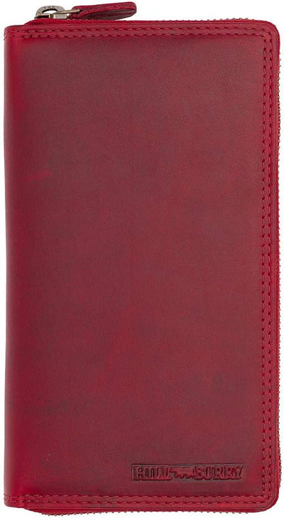 Hill Burry Damen Geldbörse Echtes Leder | Hochwertige Vintage Geldbörse mit Reissverschluss | Weiche
