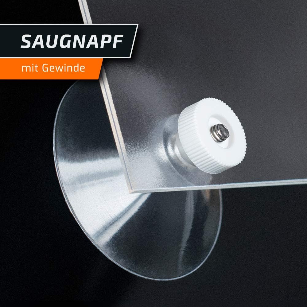 schildEVO Saugnäpfe Ø 50 mm | M4 Gewinde – Länge 6 mm | V2A Edelstahl | Rändelmutter | DHL-Versand |