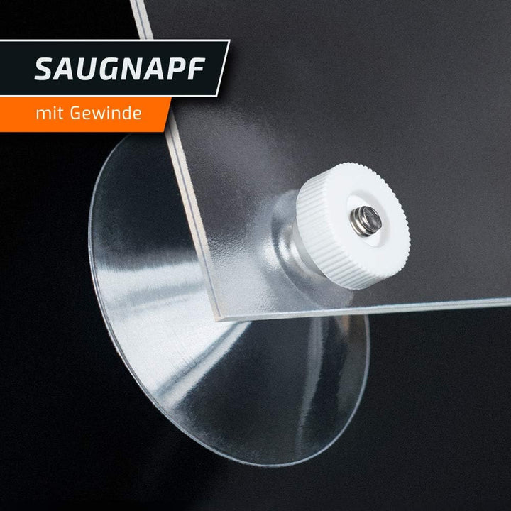 schildEVO Saugnäpfe Ø 50 mm | M4 Gewinde – Länge 6 mm | V2A Edelstahl | Rändelmutter | DHL-Versand |