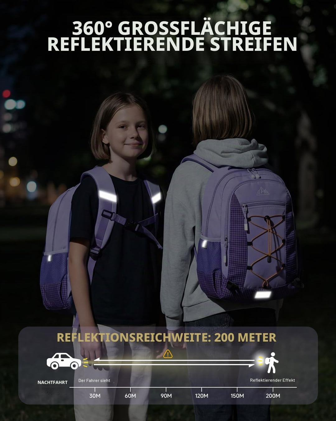 Amythe Outdoor Schulrucksack für Mädchen ab 6 Jahren, Wanderrucksack Kinder 1. - 5. Klasse, Wasserdi