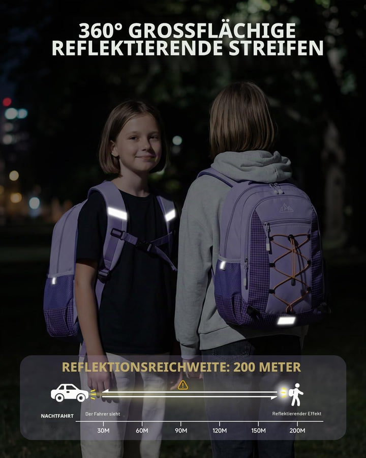Amythe Outdoor Schulrucksack für Mädchen ab 6 Jahren, Wanderrucksack Kinder 1. - 5. Klasse, Wasserdi