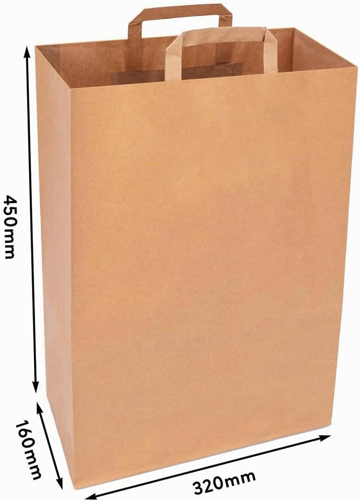 verpacking Papiertragetaschen mit Flachhenkel 45 x 32 x 16 cm Braun - Papiertüten Bio Papiertasche K