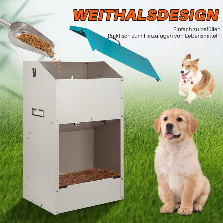 Svauoumu Futterautomat für Hunde - Fassungsvermögen 22 kg, mit Deckel Zum Schutz des Futters, Nageti
