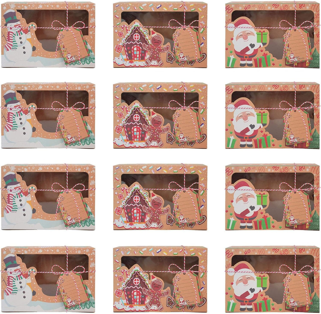 12 Stück Weihnachten Geschenkbox Kraftpapier Geschenkschachtel Merry Christmas Süssigkeiten Box Scha