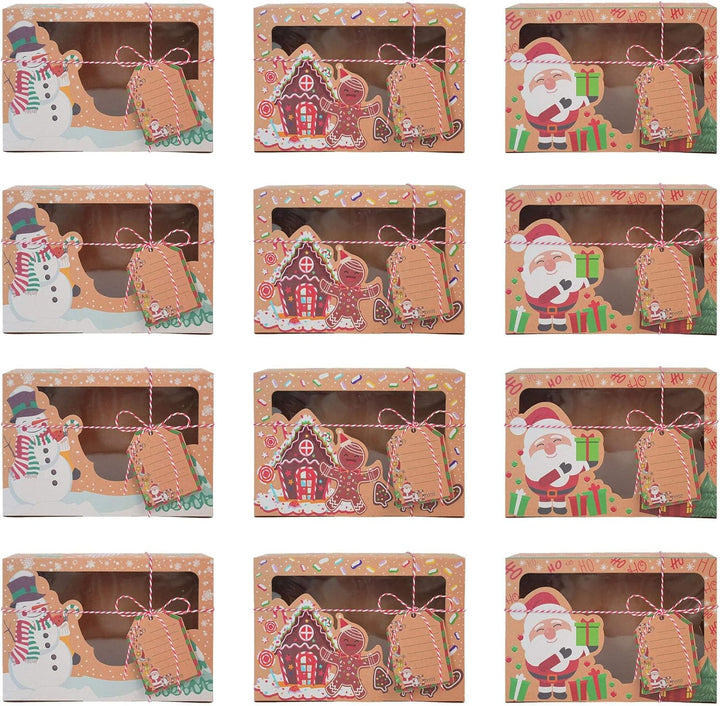 12 Stück Weihnachten Geschenkbox Kraftpapier Geschenkschachtel Merry Christmas Süssigkeiten Box Scha