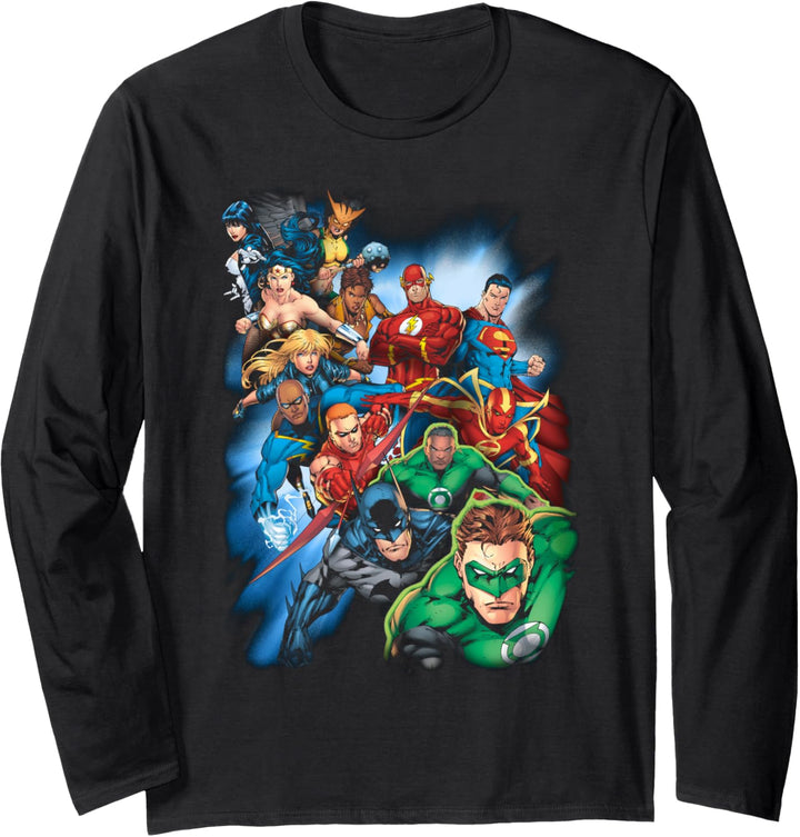 Justice League Mighty Heroes Unite Langarmshirt
