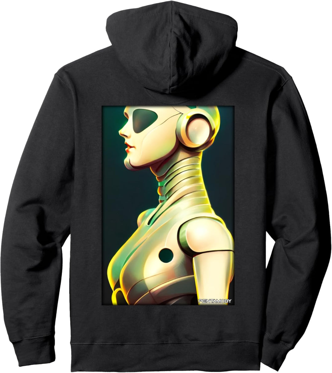 Roboter Zukunft Technik Wissenschaft Frau Retro Vintage Pullover Hoodie