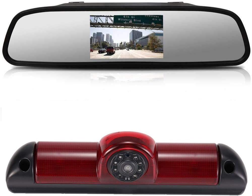 【4.3'' Rückspiegel Monitor + Rückfahrkamera Transporter】im 3. Bremsleuchte HD Rückfahrkamera für FIA