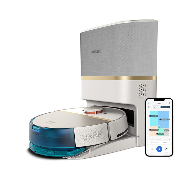 Philips Homerun Serie 7000 Saug-Wischroboter mit Saugstation, 5000 Pa, 360° LiDAR-Navigation, Erkenn