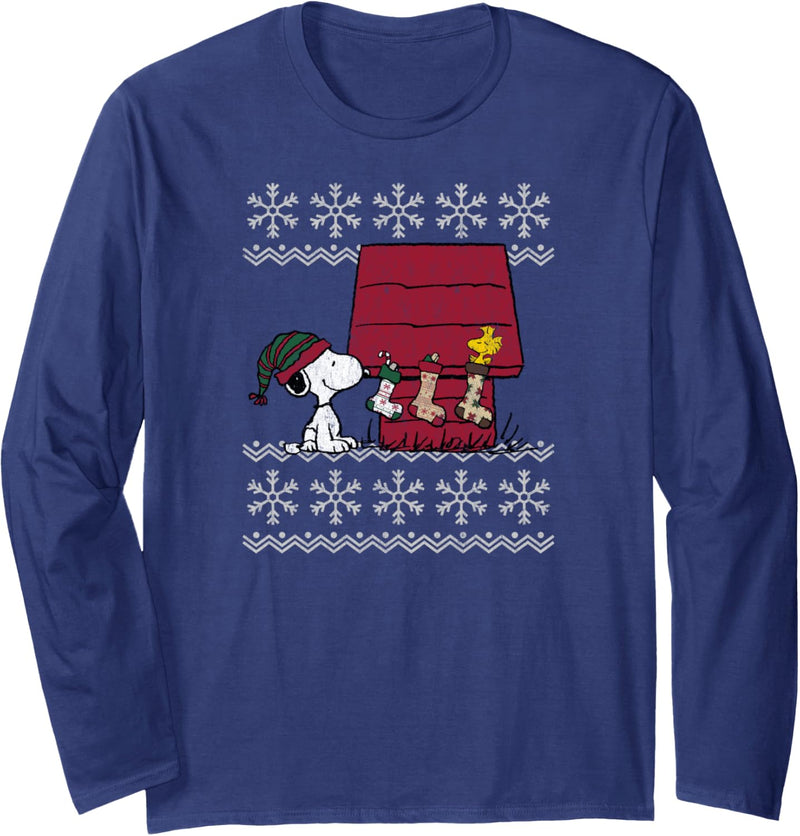 Peanuts Weihnachten Snoopy Strümpfe Langarmshirt