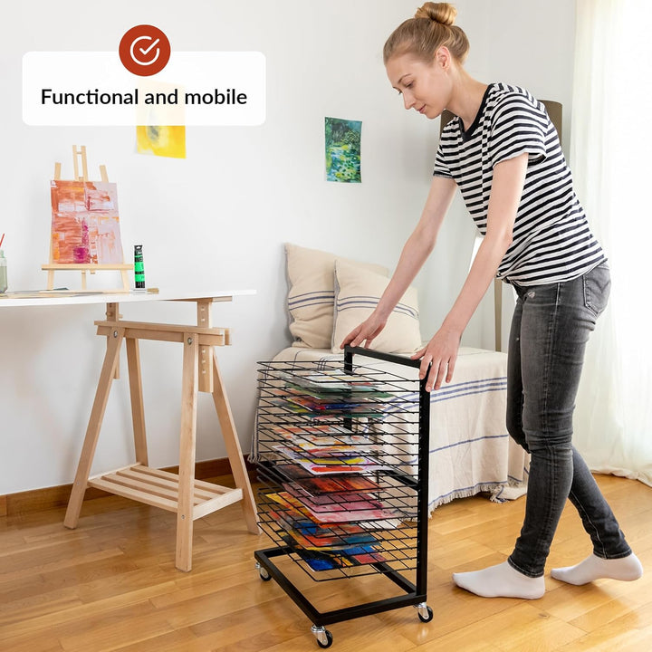ODOXIA Bilder Trockengestell KLEIN für Klassenzimmer | KOMPAKTES, funktionales & mobiles Bildertrock