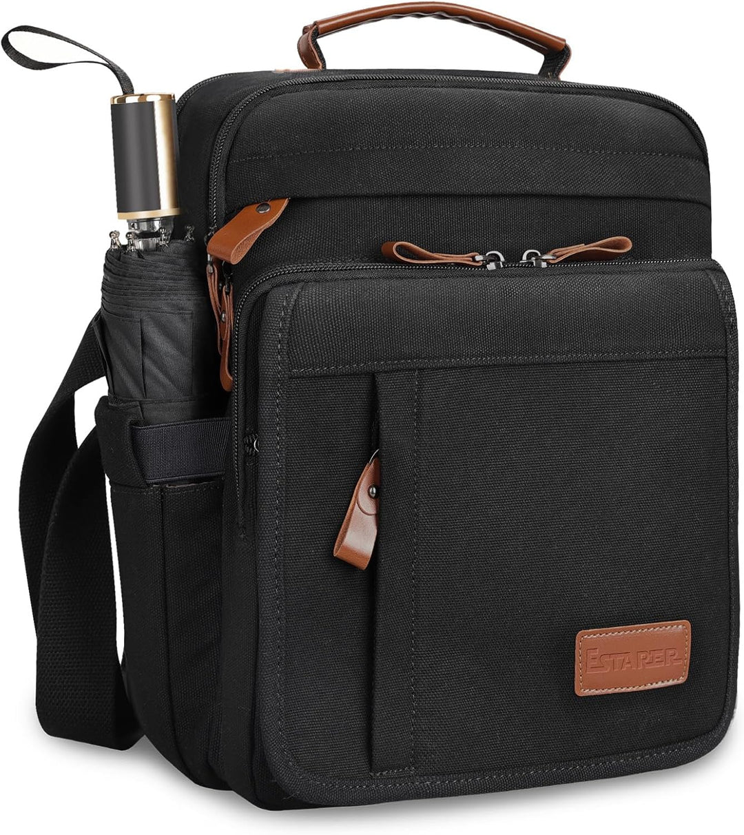 ESTARER Umhängetasche Herren Schultertasche 13 Zoll kleine Herrentasche Kuriertasche aus Canvas für