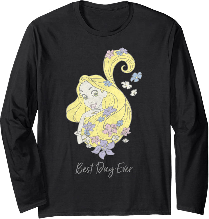 Disney Tangled Rapunzel Best Day Ever Floral Portrait Langarmshirt