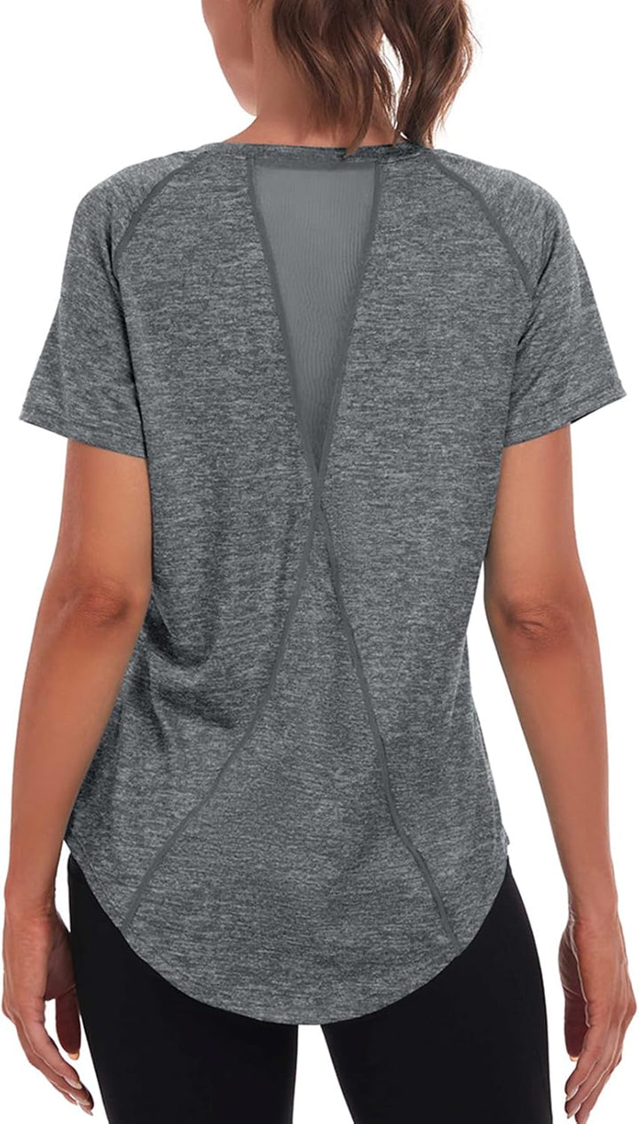 Jlowesun Sportshirt Damen Kurzarm, Leichtes Atmungsaktiv Funktions Back Mesh Sport Oberteile Damen,