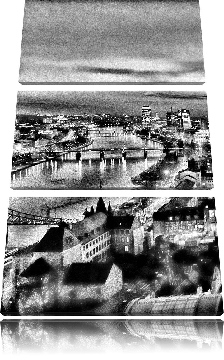Pixxprint Frankfurt Skyline als Leinwandbild/Grösse: 3 Teilig (120x80) / Wandbild/Kunstdruck/fertig