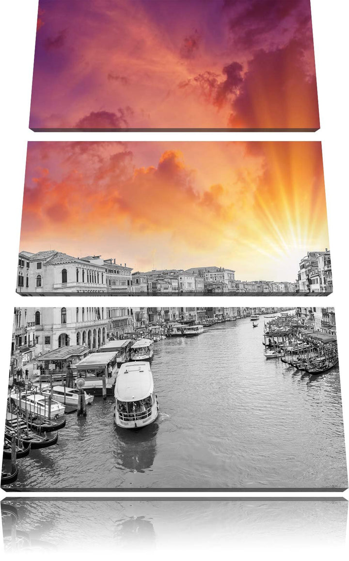 Pixxprint altmodische Wasserstrasse in Venedig als Leinwandbild/Grösse: 3 Teilig (120x80 cm) cm/Wand