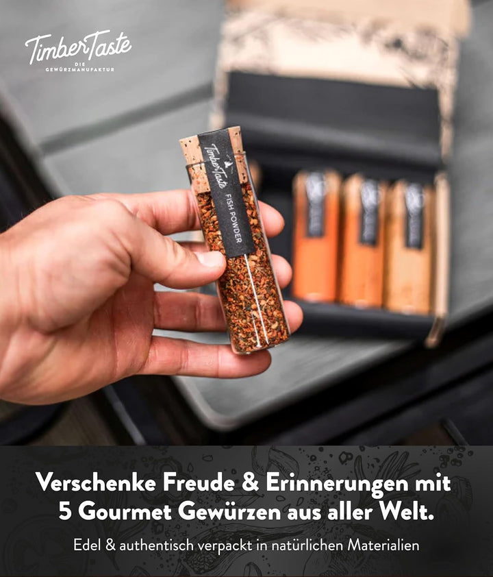 BBQ Grill Gewürz & Grillbrett für Männer [+ PERSONALISIERT] - 5 erlesene Grillgewürze inkl. Rezepte,