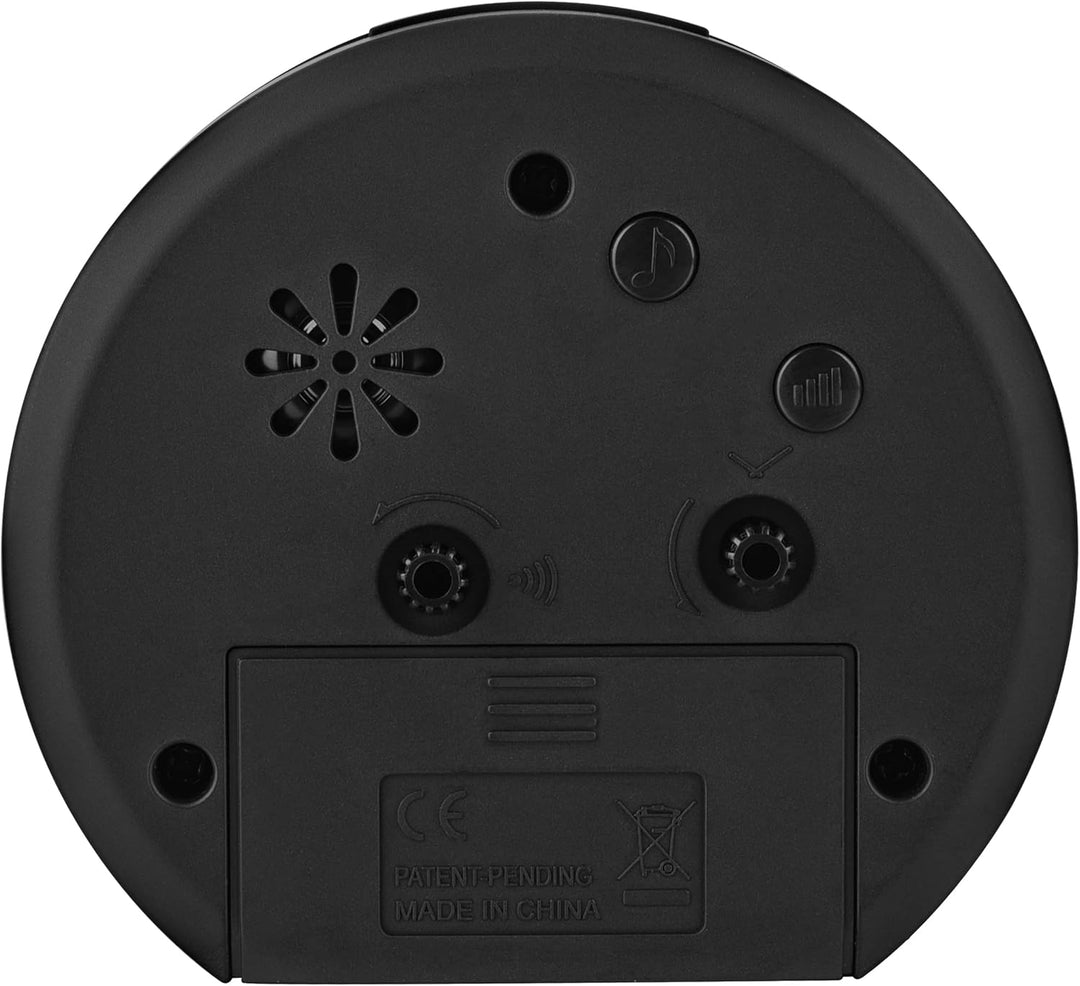 SIMSAM Wecker Analog ohne Ticken mit Batterie, Licht (Schwarz-Schwarz), Schwarz-schwarz