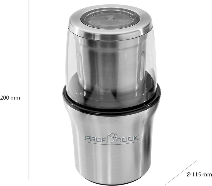 ProfiCook PC-KSW 1021 N, 2-in-1 Kaffeeschlagwerk & Zerkleiner in Einem, für Kaffeebohnen/Gewürze/Nüs