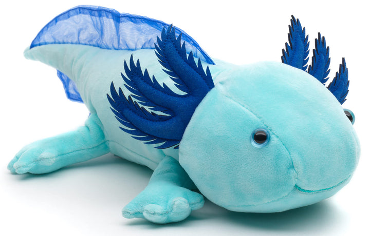 Original Uni-Toys - Axolotl (hellblau) - Leuchtet im Dunkeln (fluoreszierender Plüsch) - 32 cm (Läng