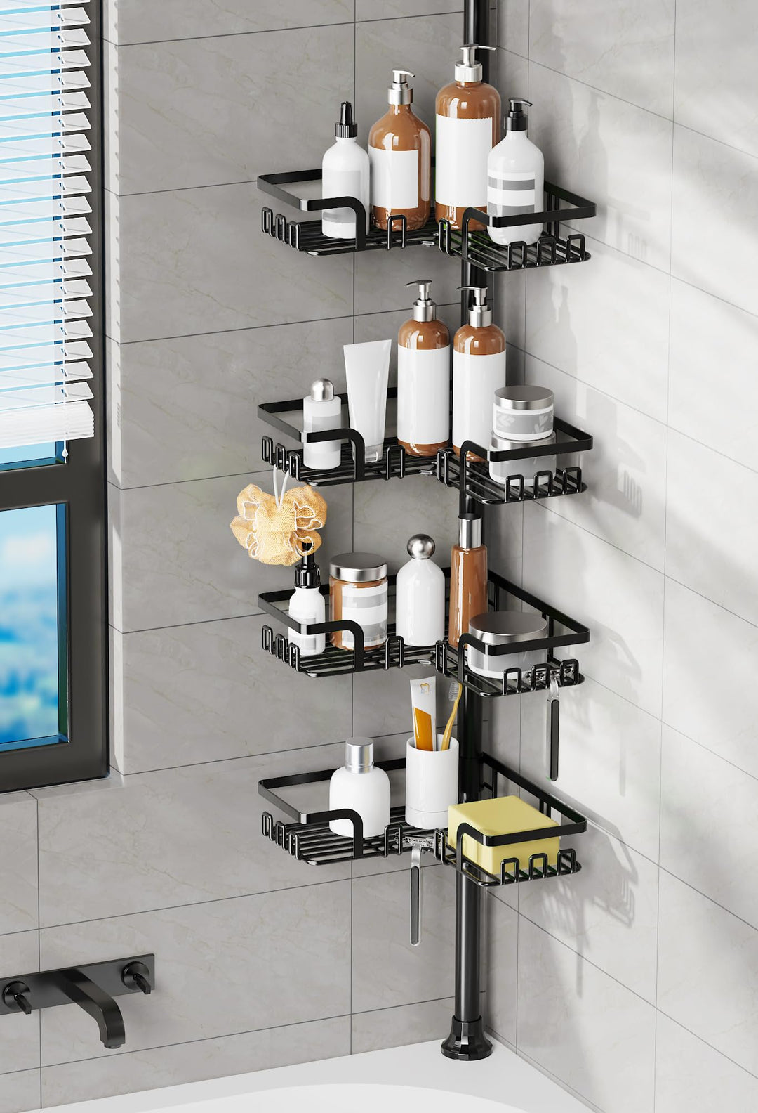 Kegii Duschablage ohne Bohren, Teleskop Duschregal Ecke, Shampoo Halterung für Dusche Höhenverstellb