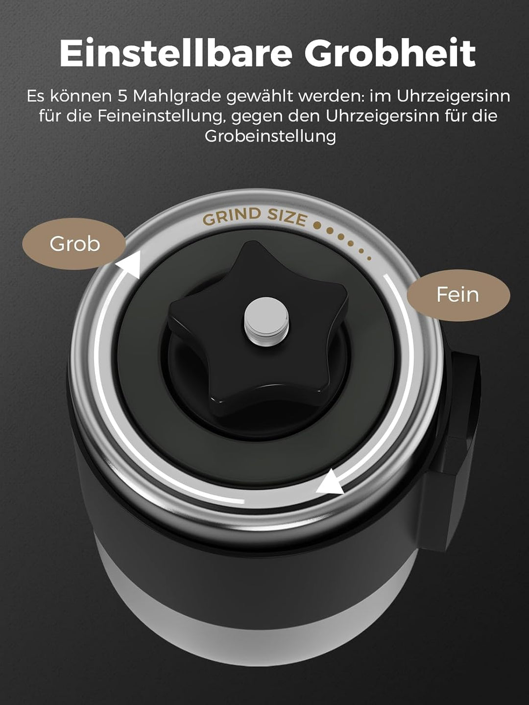 Kaffeemühle Manuell,Keramikmahlwerk mit 20 g Fassungsvermögen,Einstellbare Mahlgrad Einstellung,Hand