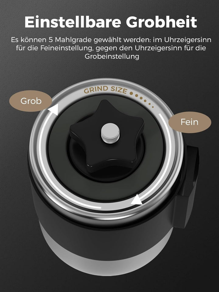 Kaffeemühle Manuell,Keramikmahlwerk mit 20 g Fassungsvermögen,Einstellbare Mahlgrad Einstellung,Hand