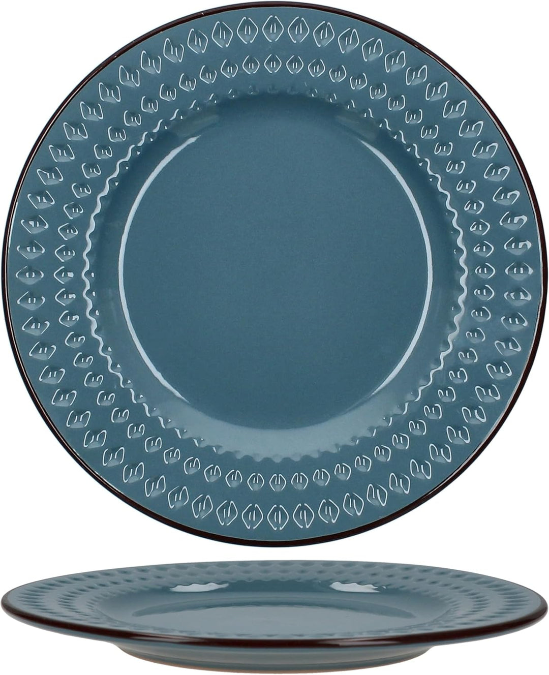 MamboCat Rome blau &amp; weiss 6er Set Kuchenteller I Ø 20,5cm I Steingut-Frühstücksteller mit Rauten-Re