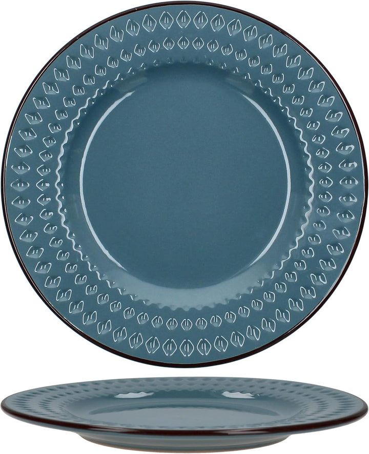 MamboCat Rome blau &amp; weiss 6er Set Kuchenteller I Ø 20,5cm I Steingut-Frühstücksteller mit Rauten-Re