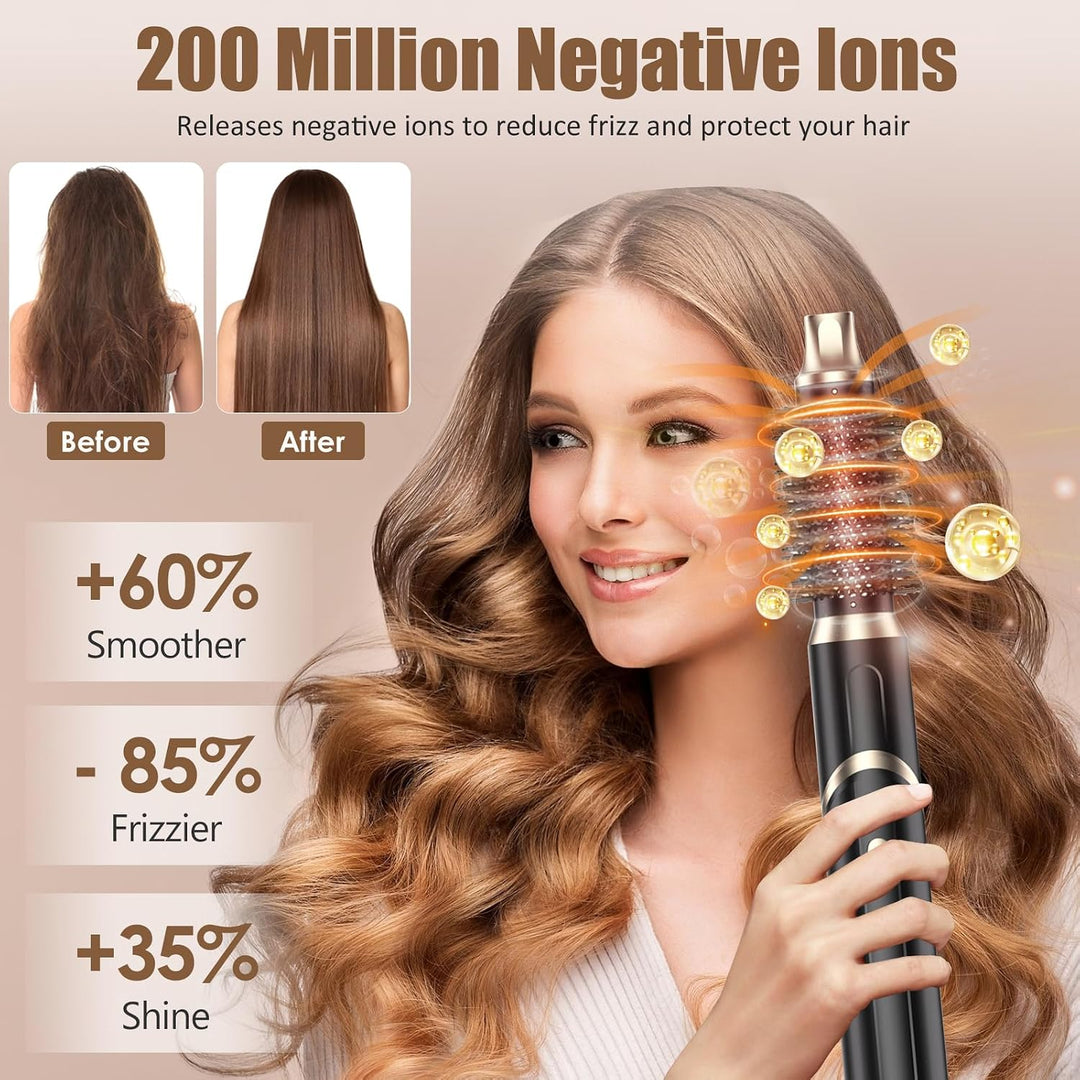 Air Styler Set, Warmluftbürste, Föhnbürste 1000W, Rundbürstenföhn mit 3 Temperatur, Haartrockner Neg