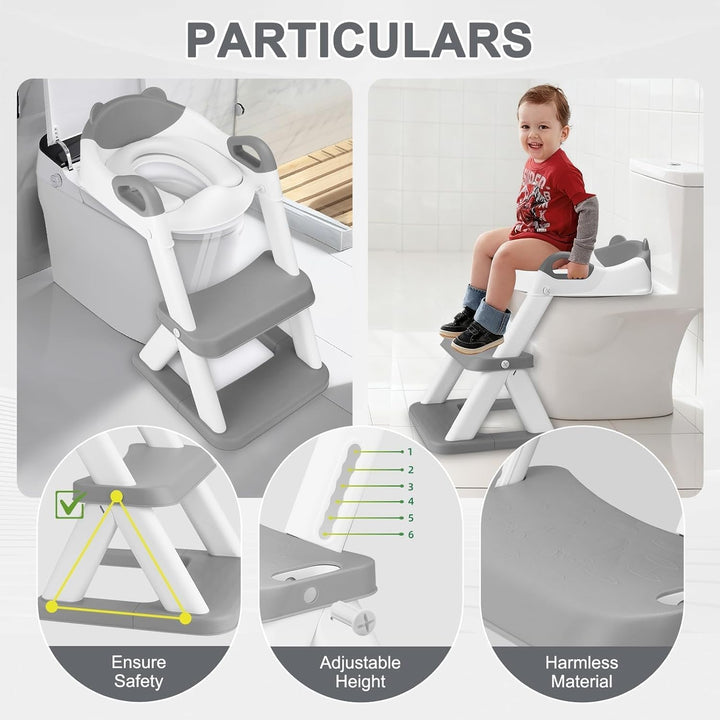 Toilettensitz Kinder mit Treppe,Stabil Kinder Toilettensitz mit Dreiecksstruktur,Toilettenleiter für