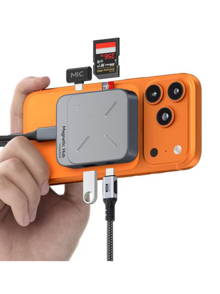 Hagibis Doppelseitig Magnetischer USB C Hub für iPhone 17 16 15 Pro Max, SD 4.0 UHS-II 312MB/s Karte
