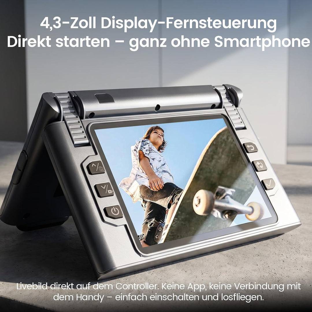 DEERC Drohne mit Kamera 1080P, faltbarer Quadrocopter für Jugendliche und Anfänger, 4,3-Zoll-HD-Bild