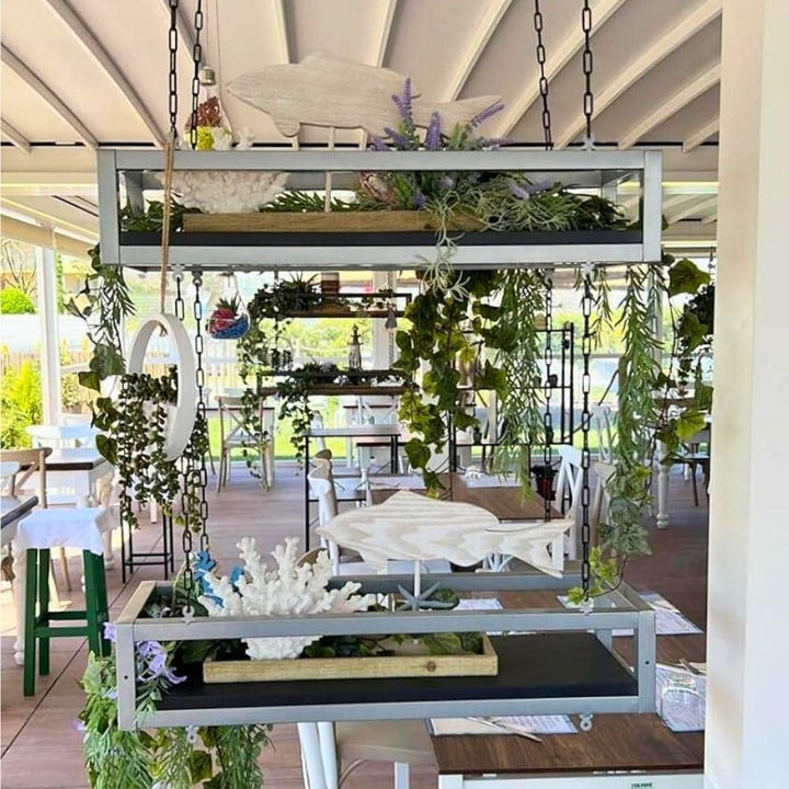 yelloo - Pflanzenregal Indoor Outdoor, Balkon Deko, Blumenständer Metall Hängendes Regal mit Ketten