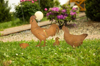 KOTARBAU® Gartendekoration Rostfiguren Hühner Garten-Stahldesign Edelrost Dekoration Gartenstecker,