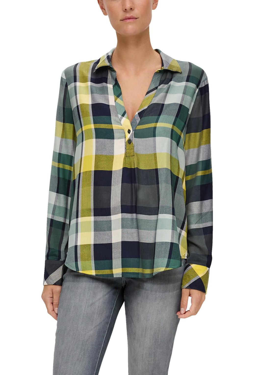 s.Oliver Damen Bluse Langarm 34 Blue Green, 34 Blue Green