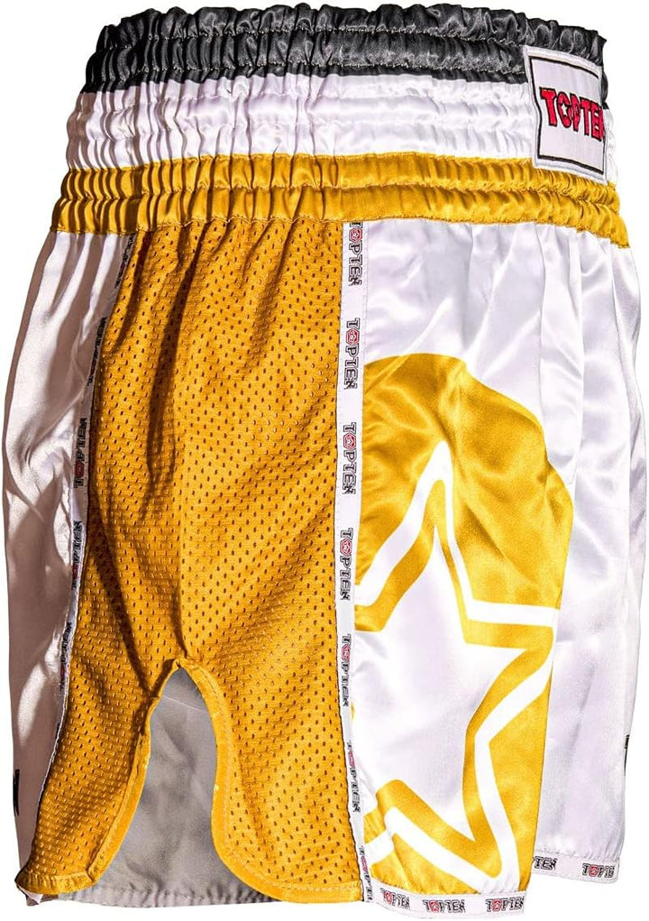 TopTen Thaibox-Shorts „Star“ L Weiss - Gold, L Weiss - Gold