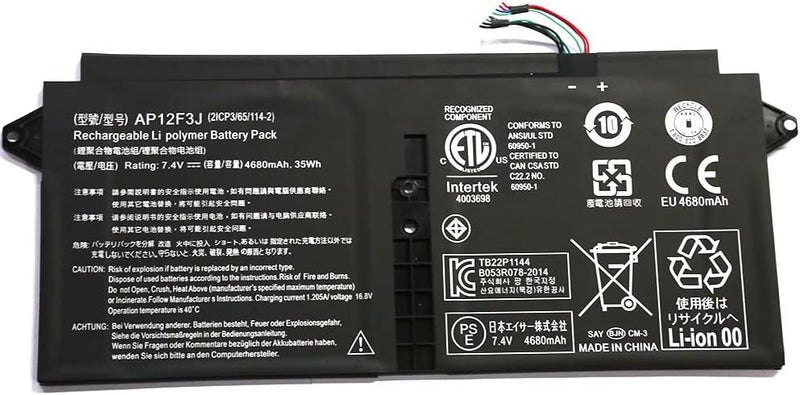 7XINbox 7.4V 35Wh 4680mAh AP12F3J 2ICP3/65/114-2 Ersatz Akku Batterie für Acer Aspire 13.3-Inch S7 S