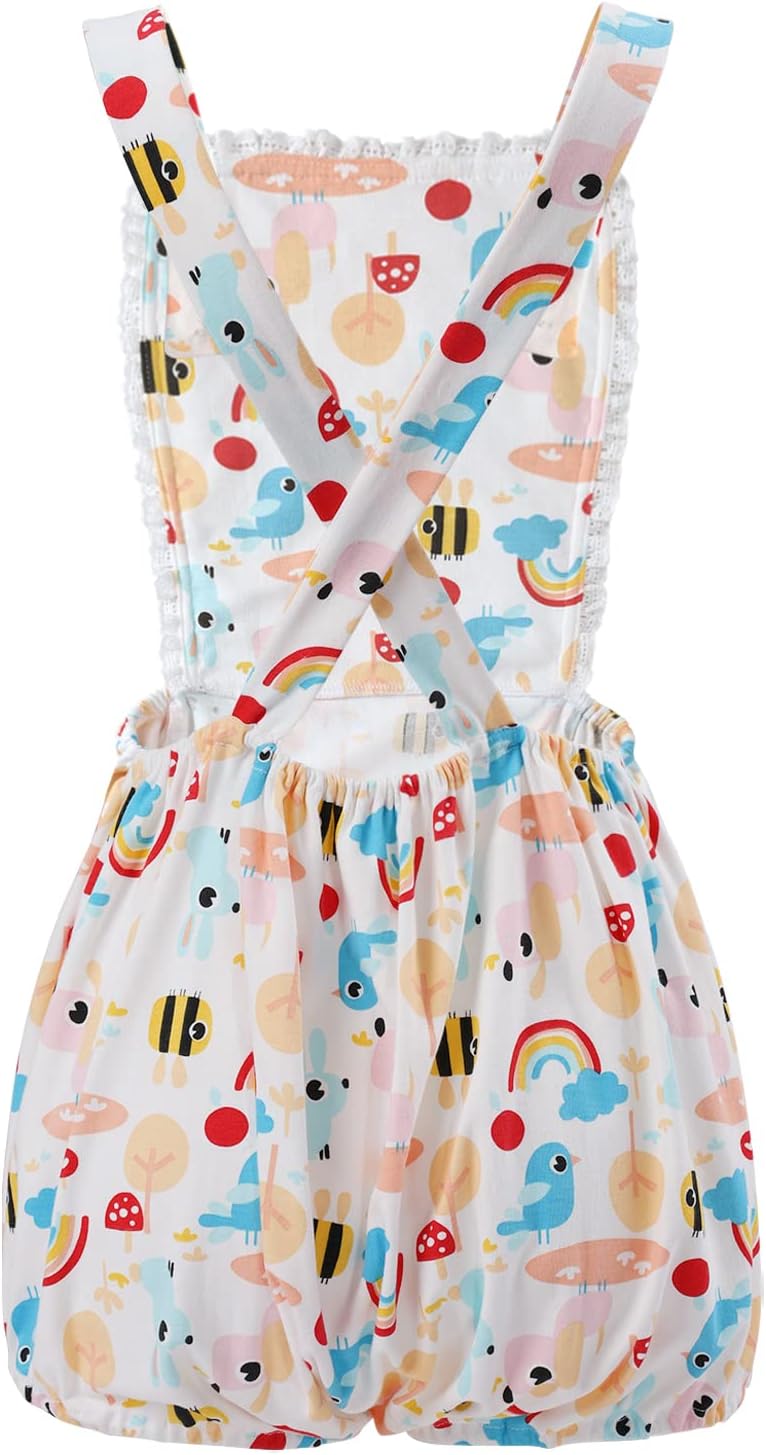 CutiePlusU Baumwolle Knopf-Schritt Damen-Overalls Bodysuit Pyjamas - Vollflächig bedruckter Strample