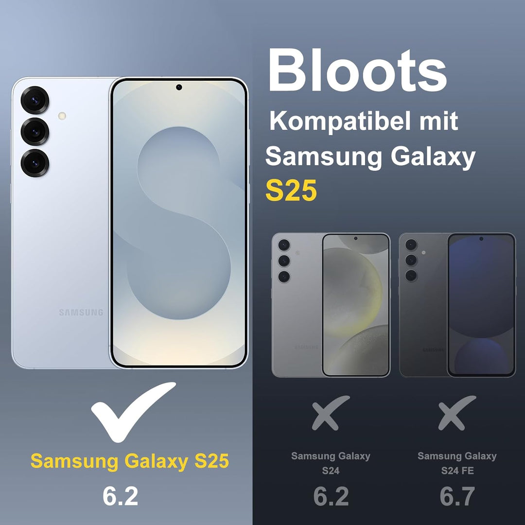 Hülle für Samsung Galaxy S25 Metal HandyHülle mit 2 Stück Displayschutzfolie,Galaxy S25 Cover 360 Gr