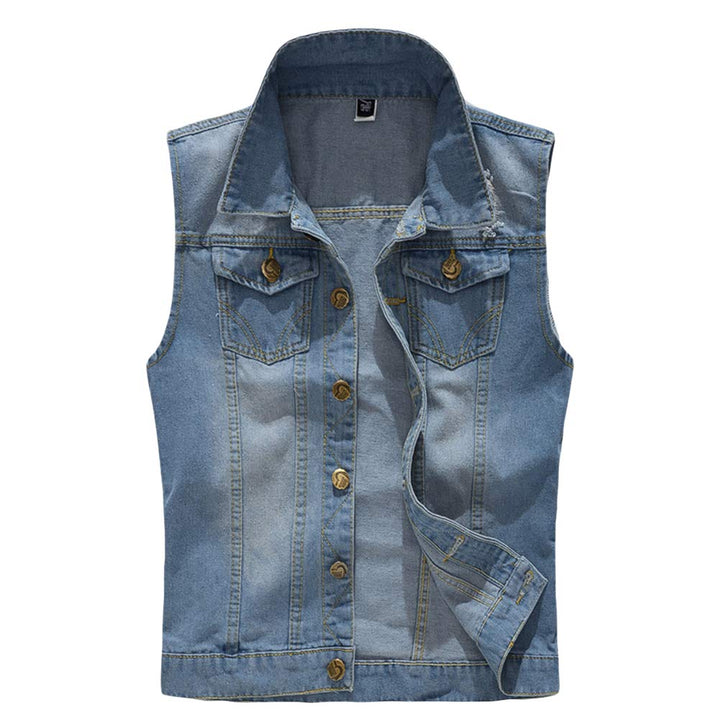 YOUTHUP Weste Herren Denim Weste Casual Zerrissen Jeansweste Outdoor Vintage Freizeitweste Ärmellose