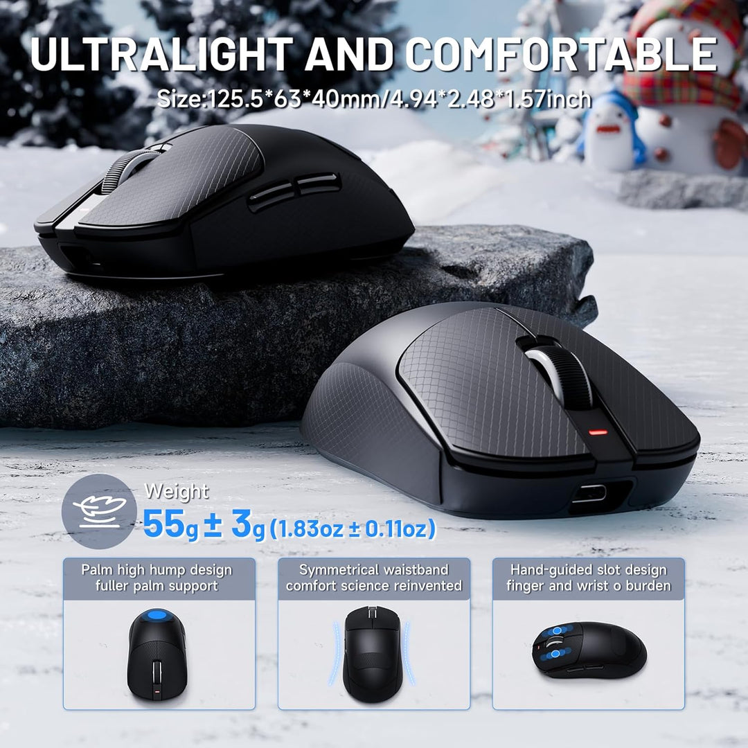 ATTACK SHARK X8 Ultra 8KHz Drahtlose Gaming-Maus, 55g Ultraleicht, Nordic 52840, PAW3950MAX, 42KDPI,